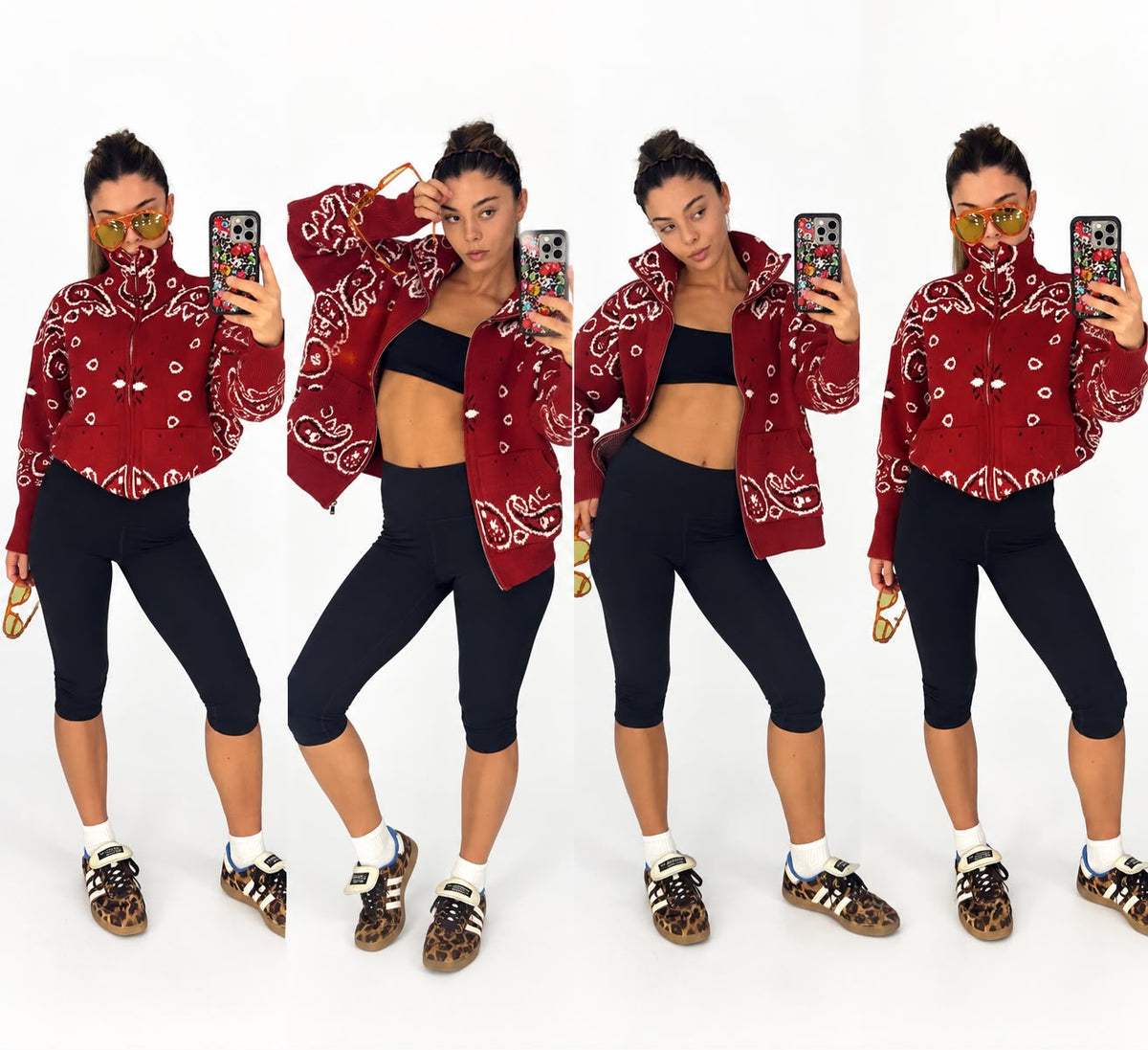 RED BANDANA ZIP-UP