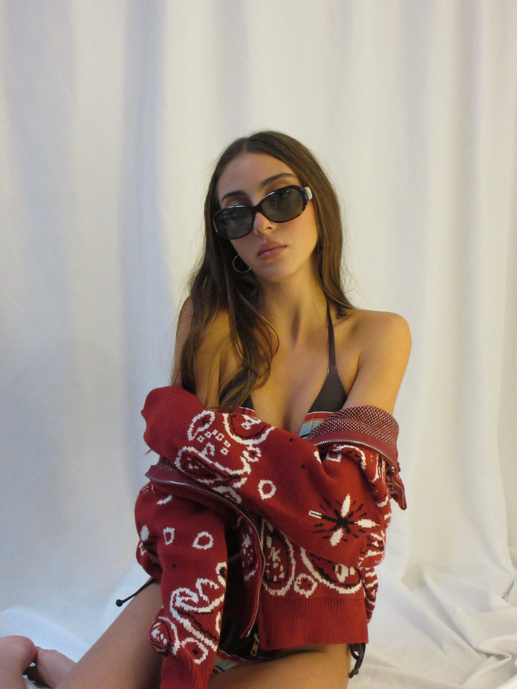 RED BANDANA ZIP-UP