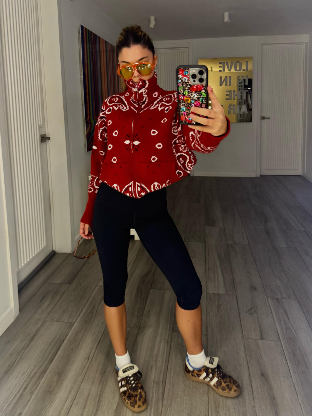 RED BANDANA ZIP-UP