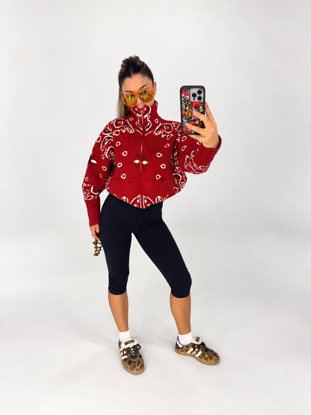RED BANDANA ZIP-UP