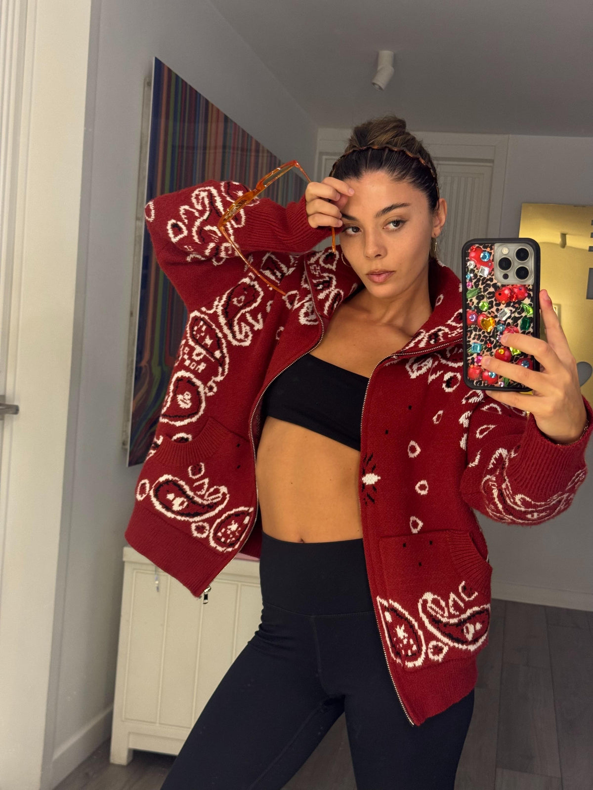 RED BANDANA ZIP-UP